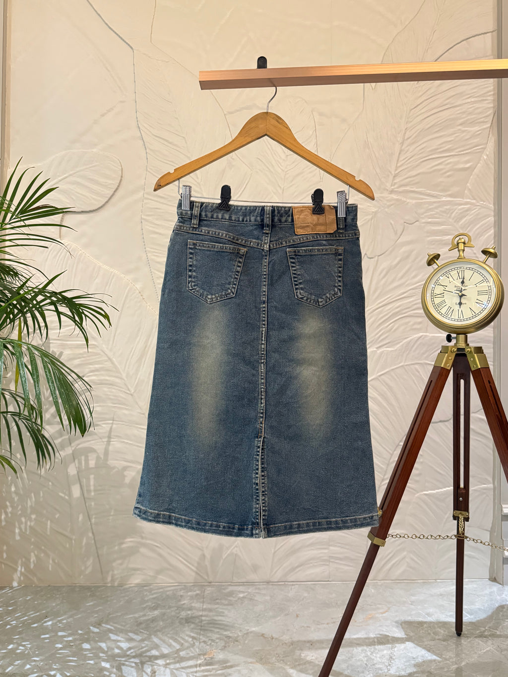 Vintage Washed Indigo Denim Mini Skirt