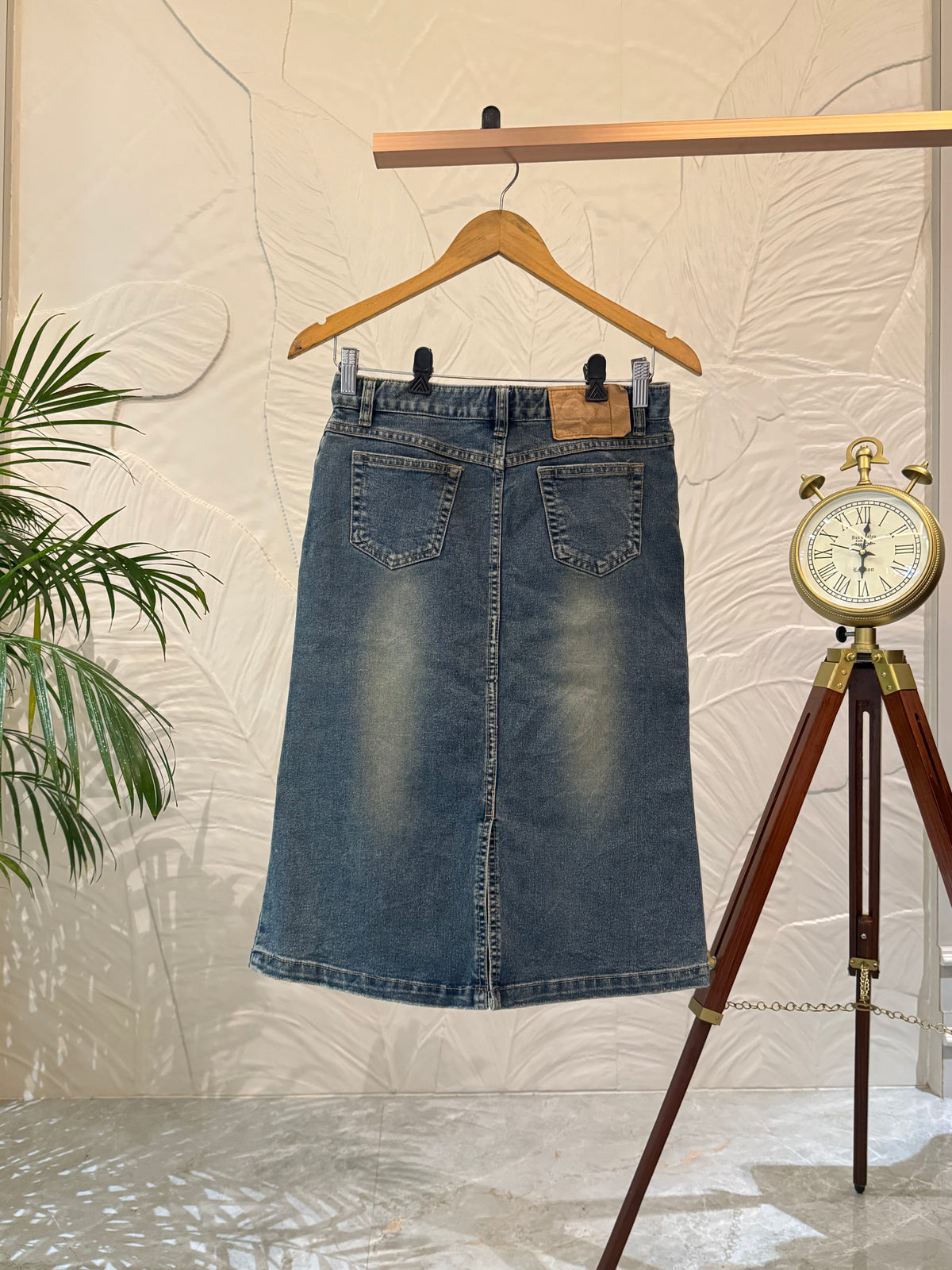 Vintage Washed Indigo Denim Mini Skirt