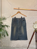 Vintage Washed Indigo Denim Mini Skirt