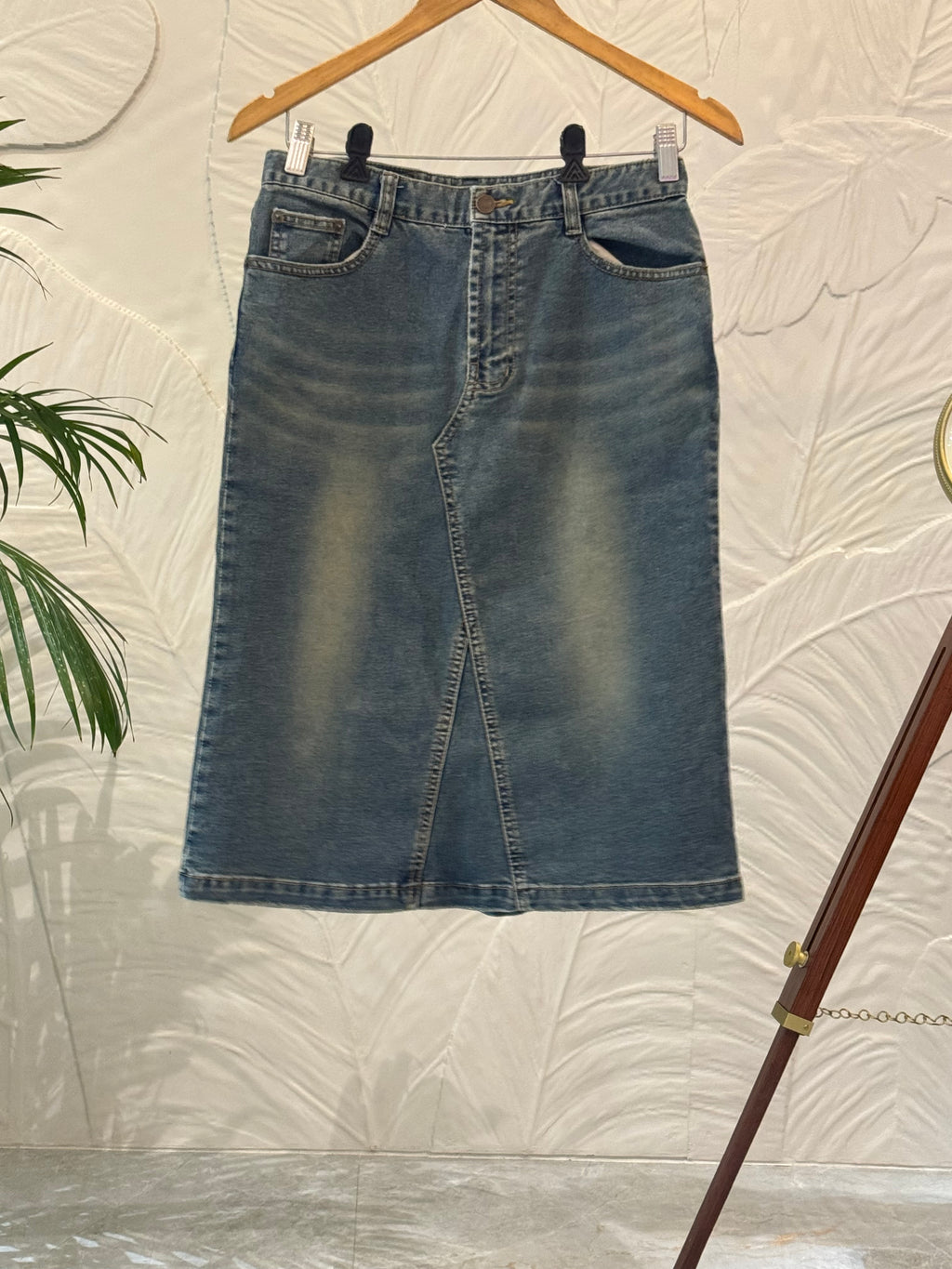 Vintage Washed Indigo Denim Mini Skirt
