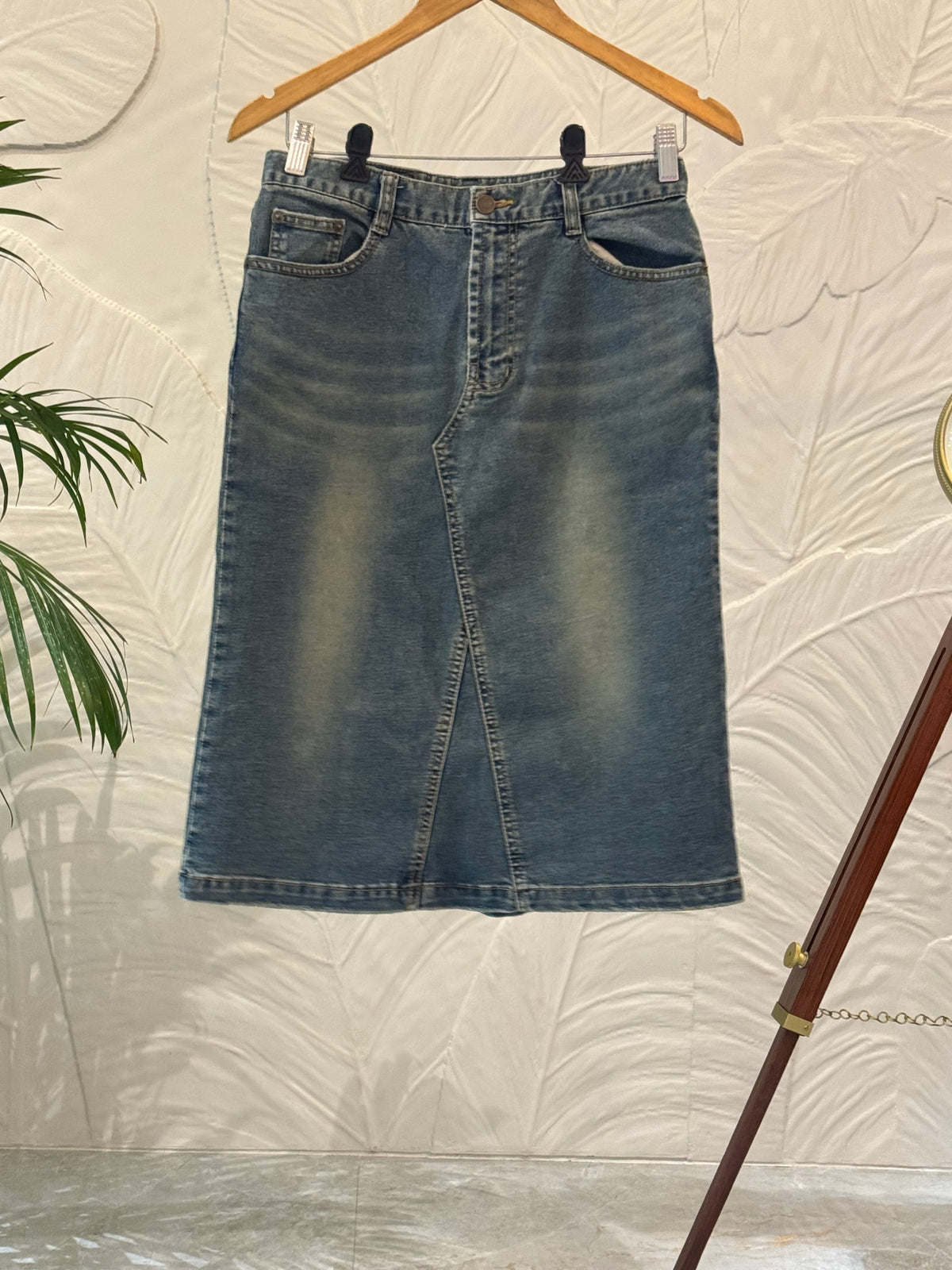 Vintage Washed Indigo Denim Mini Skirt
