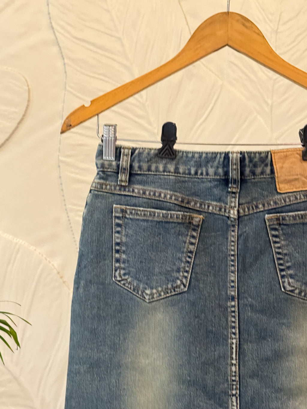 Vintage Washed Indigo Denim Mini Skirt