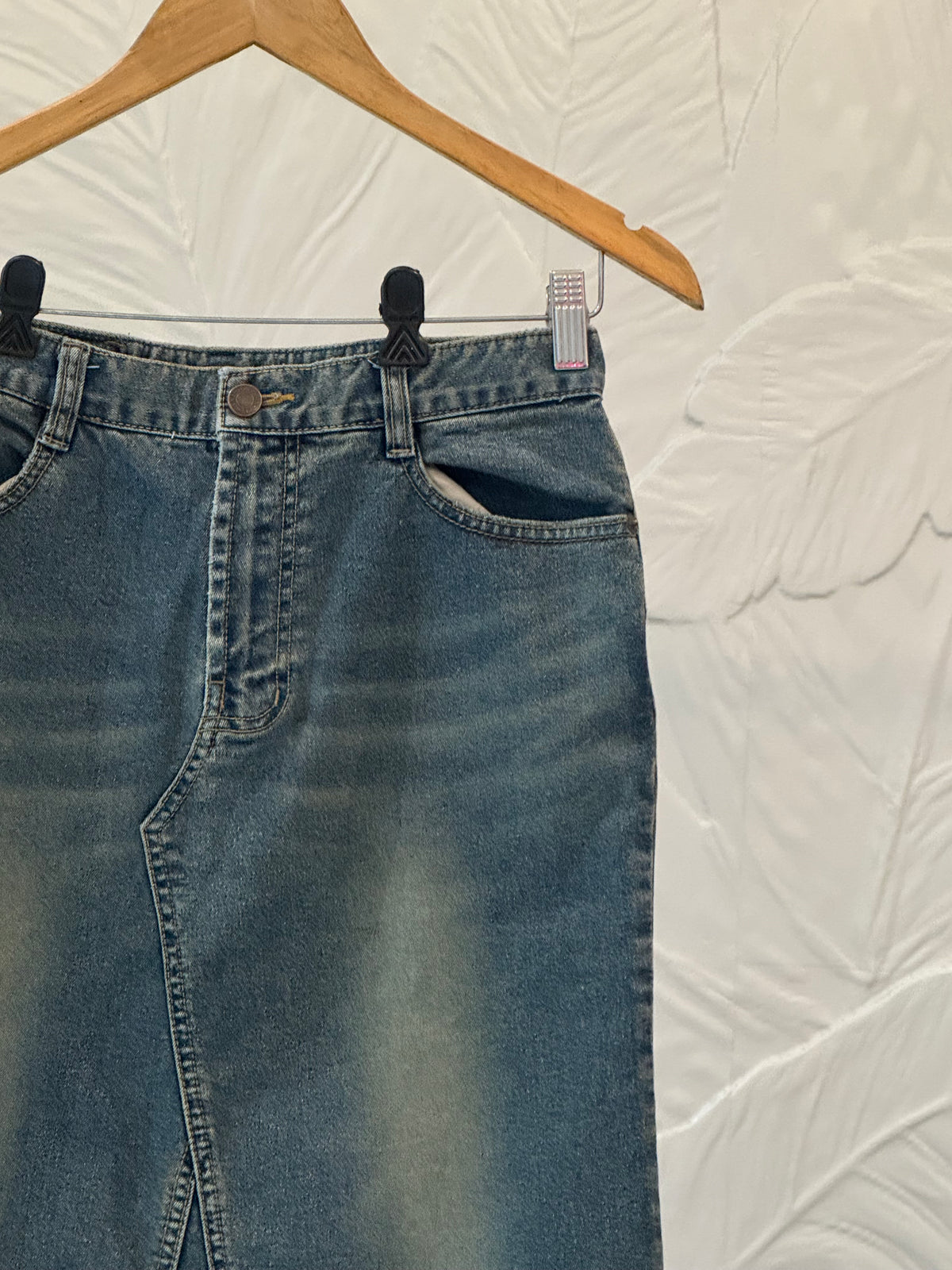 Vintage Washed Indigo Denim Mini Skirt
