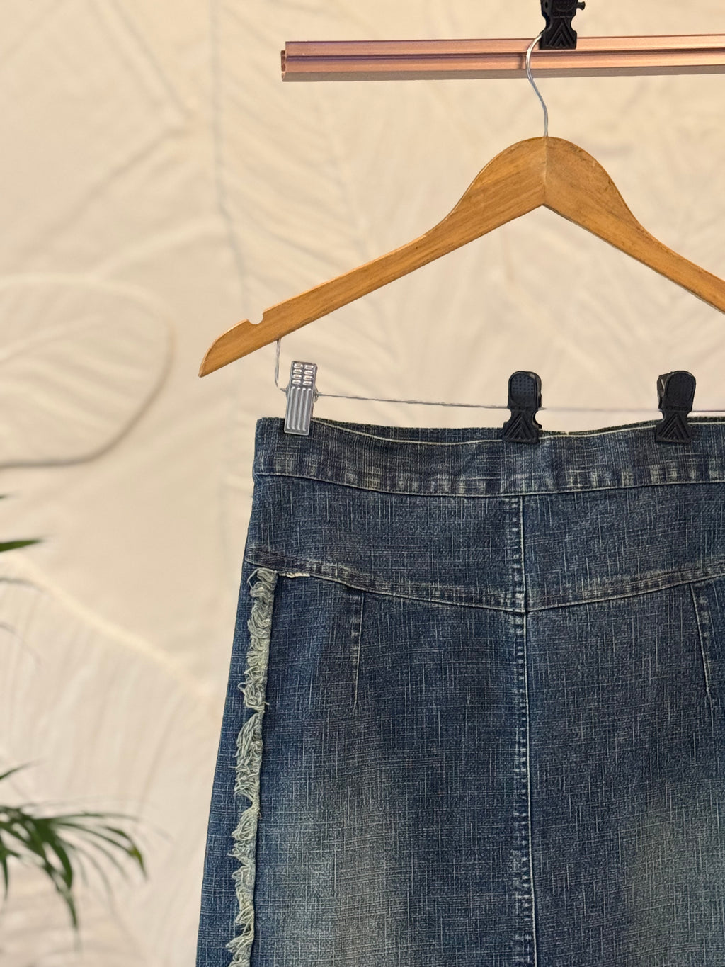 Raw Hem Distressed Long Denim Maxi Skirt